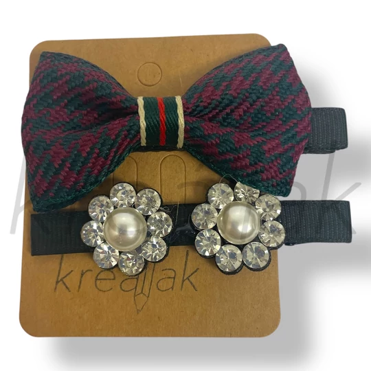 Zöld tyúkláb mintás hajcsipesz szett 