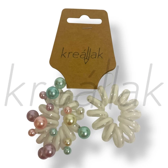 Fehér gyöngyös spirál hajgumi