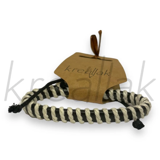 Karkötő - Fekete-fehér csíkos karkötő