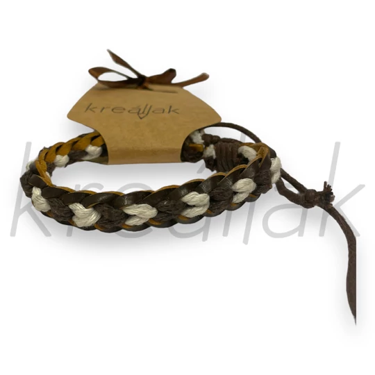 Karkötő - Fehér-barna fonott karkötő