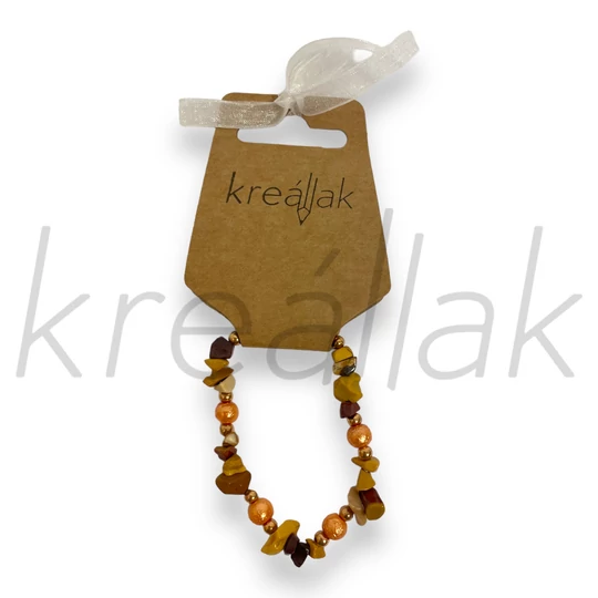 Ásvány karkötő - Mookait és zsorzsett gyöngy karkötő