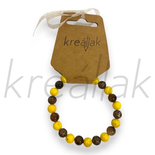 Ásvány karkötő - Magnezit,achát karkötő sárga