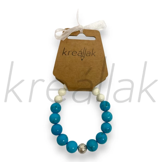Ásvány karkötő - Türkíz és fehér magnezit karkötő