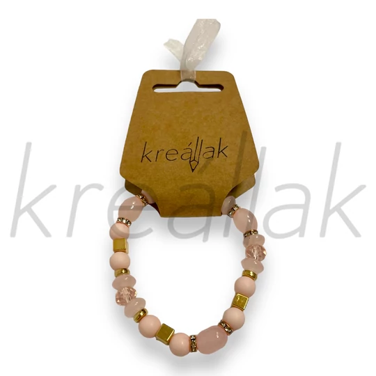 Karkötő - Púder gyöngyös karkötő  arannyal