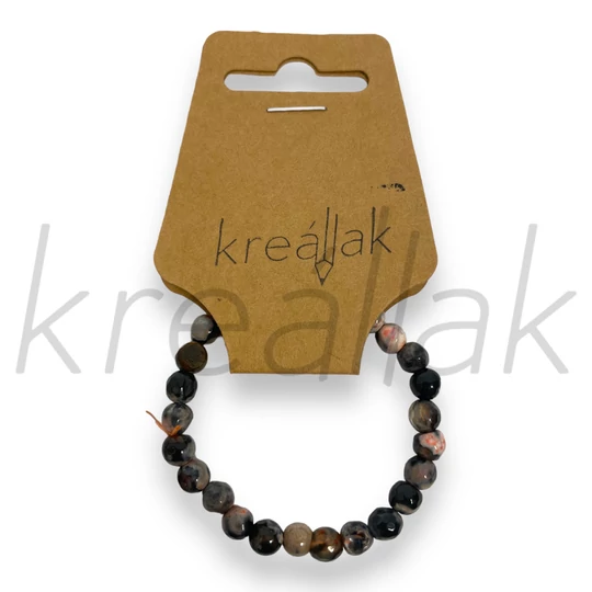 Ásvány karkötő - Fazellált barna gyerek  achát karkötő