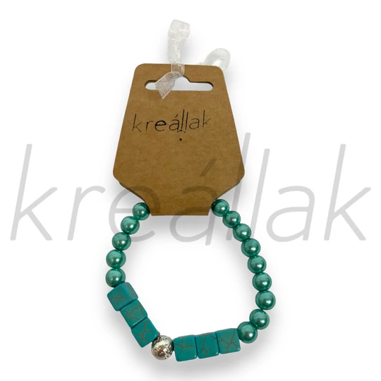 Ásvány karkötő - Türkíz és ezüst lávakő karkötő