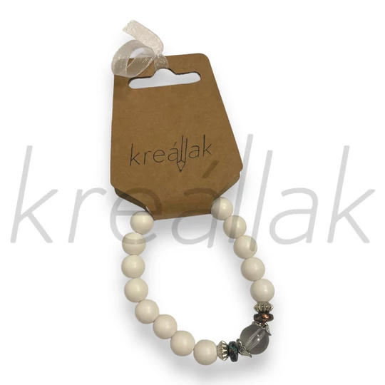 Karkötő - Fehér plasztik gyöngy karkötő