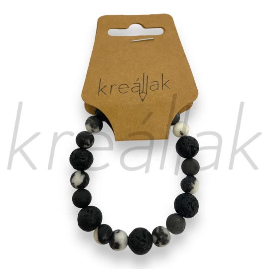 Ásvány karkötő - Zebra jáspis,lávakő karkötő