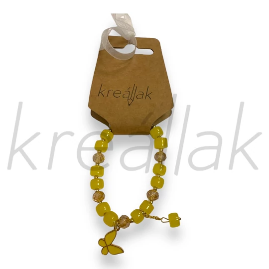 Karkötő - Sárga karkötő lepkével