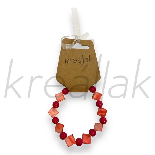 Ásvány karkötő - Málnaszínű kagyló karkötő