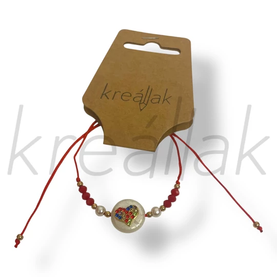 Piros szíves karkötő