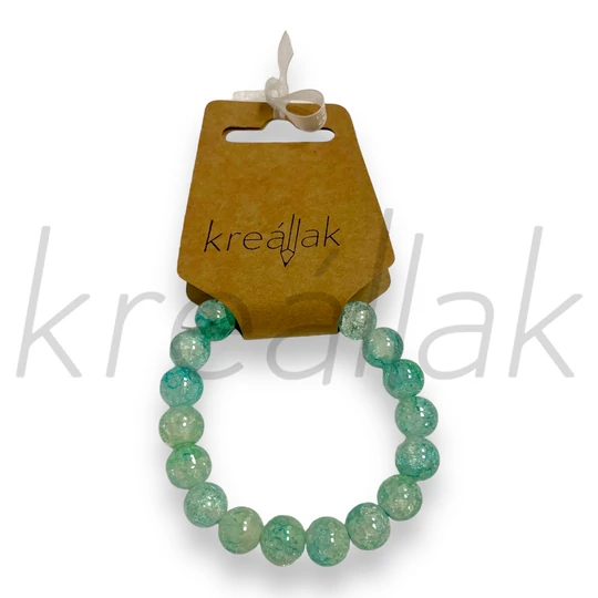Karkötő - Menta színű roppantott üveggyöngy karkötő