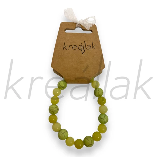 Karkötő - Zöld howlit és jáde karkötő