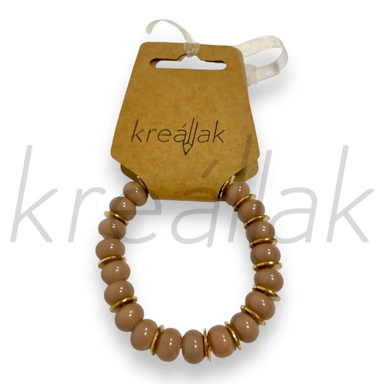 Karkötő - Bézs plasztik gyöngyös karkötő