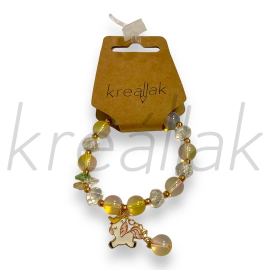 Karkötő - Áttetsző gyöngykarkötő unikornissal