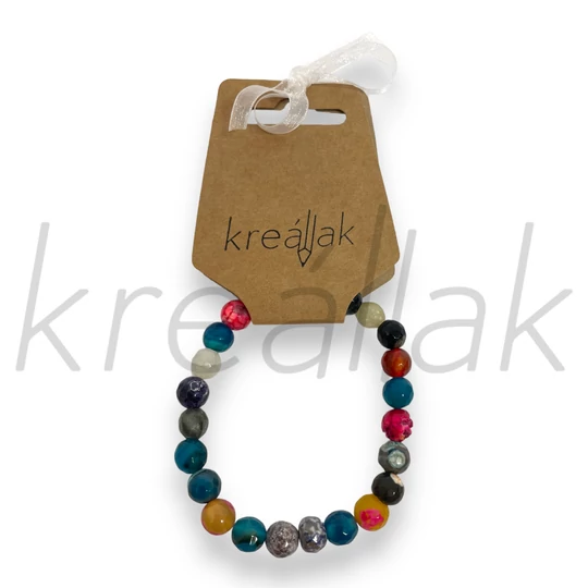 Karkötő - Színes achát ásvány karkötő