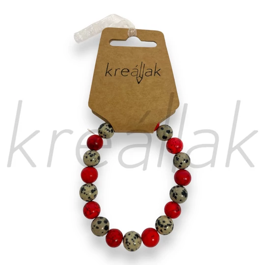 Ásvány karkötő - Piros magnezit karkötő jáspissal