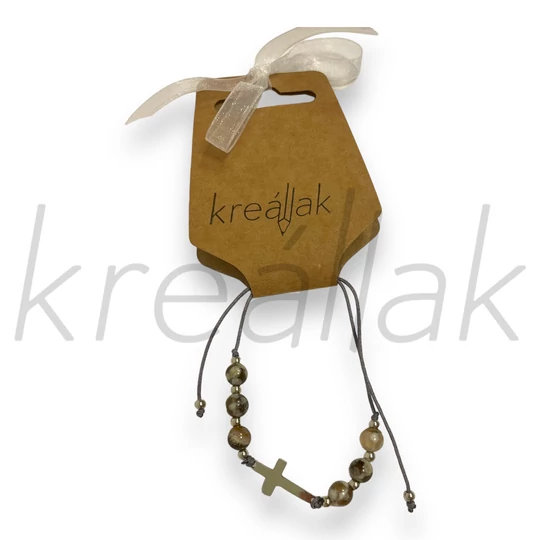 Karkötő - Szürke zsinóros keresztes karkötő