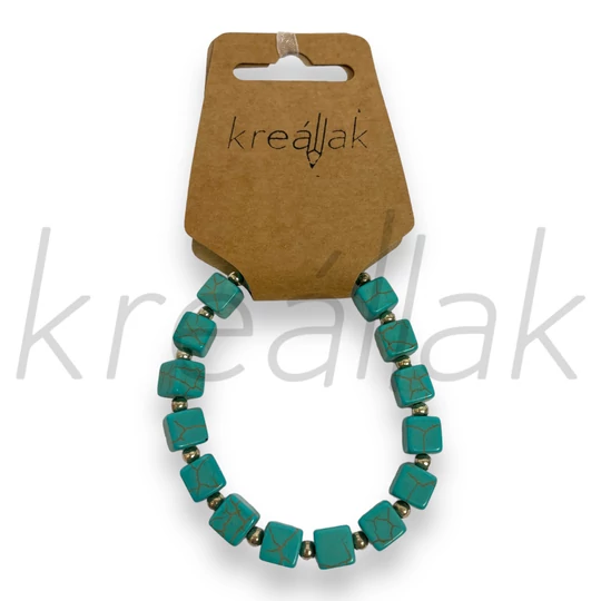 Ásvány karkötő - Türkíz kocka gyöngyös karkötő