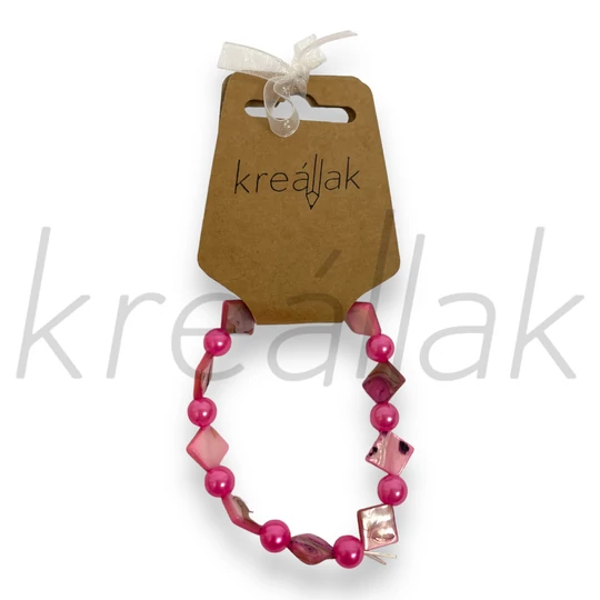 Ásvány karkötő - Pink kagyló karkötő
