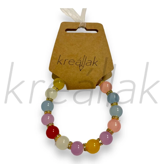 Karkötő - Színes gyöngyös gyűrűköves karkötő