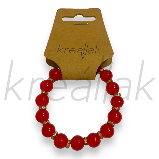 Karkötő - Piros gyöngyös karkötő