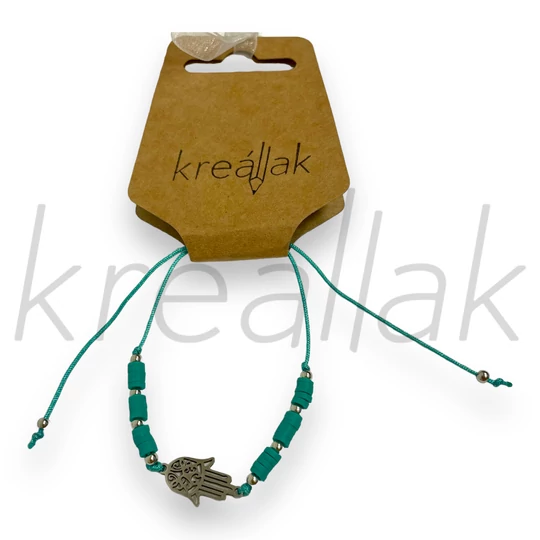 Karkötő - Türkízkék tenyér medálos karkötő