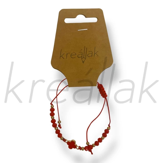 Piros virág medál karkötő