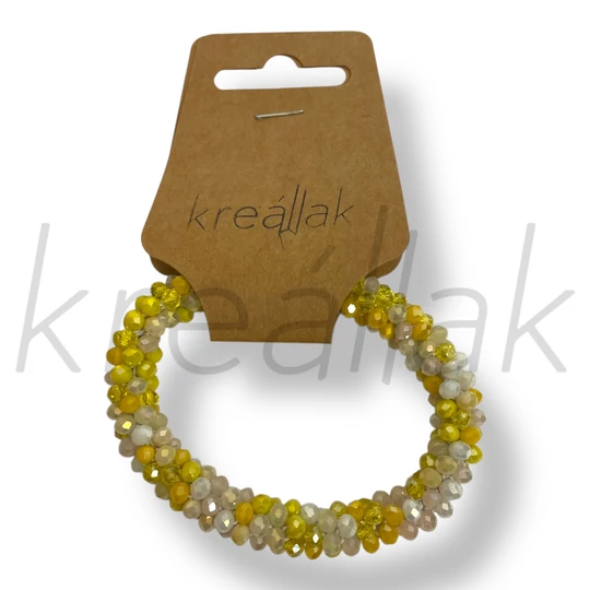 Apró gyöngyös sárga-fehér karkötő