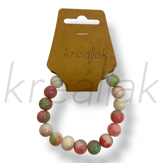 Zöld-piros márványos karkötő