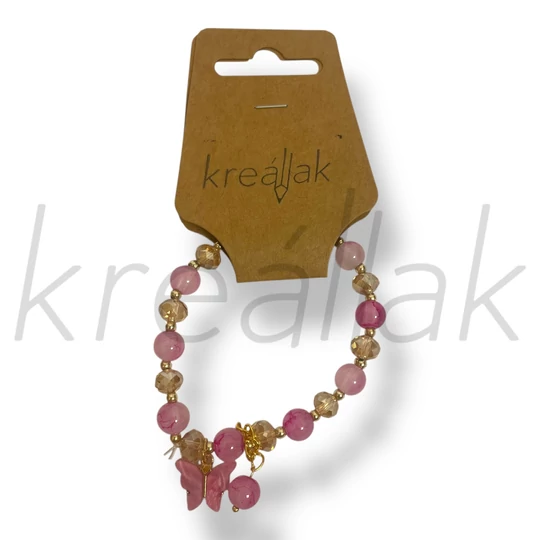 Pink lepke medál karkötő