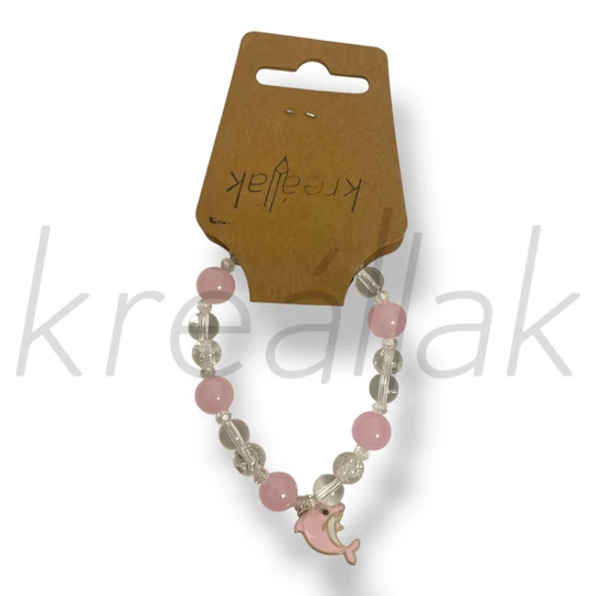 Rózsaszín delfin medál karkötő