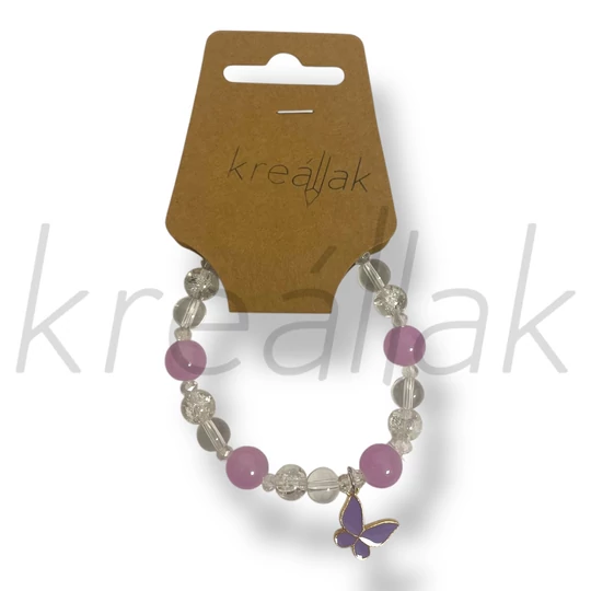 Lila pillangó medál karkötő