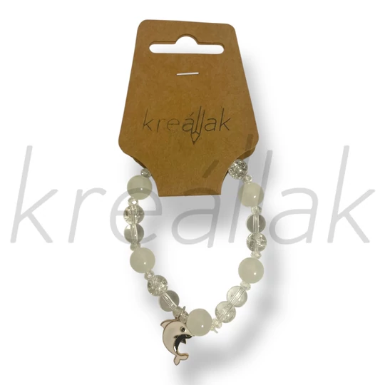 Fehér delfin medál karkötő