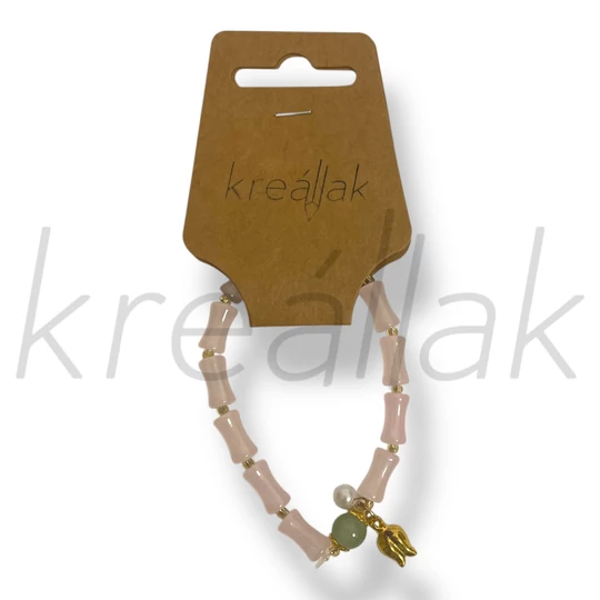 Rózsaszín tulipános karkötő