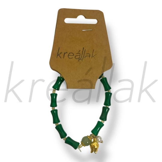 Zöld tulipános karkötő