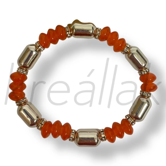 Narancs-ezüst gyöngyös karkötő