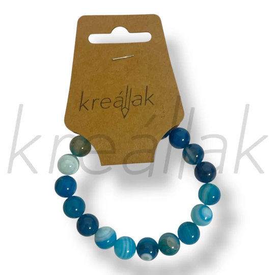 Kék achát ásvány karkötő