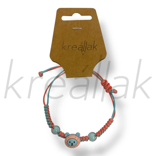 Maci fej medál karkötő kék 