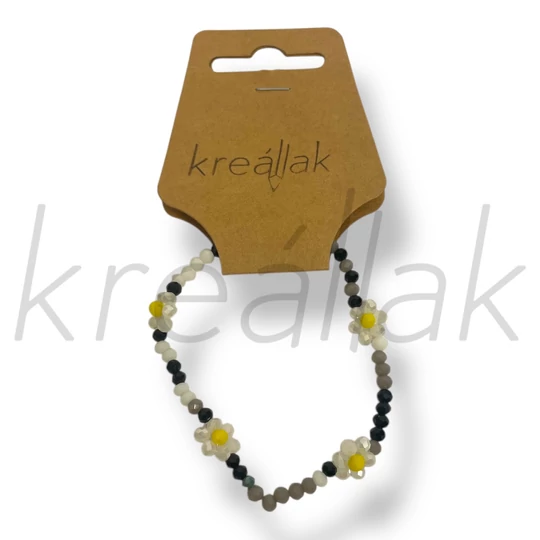 Fekete virág gyöngy karkötő