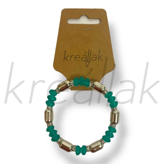 Türkizkék-ezüst gyöngyös karkötő