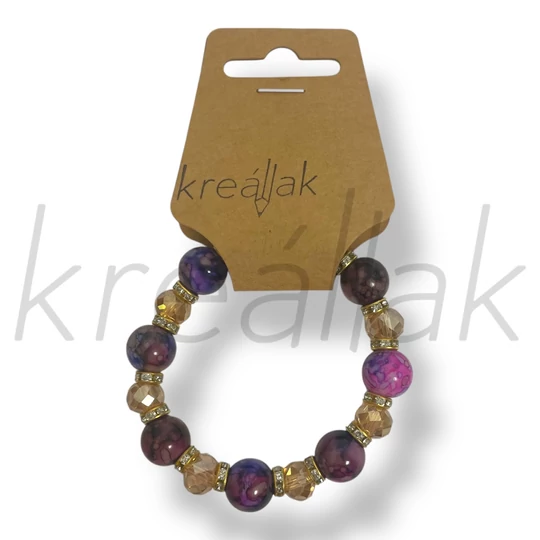 Lila márvány gyöngyös karkötő