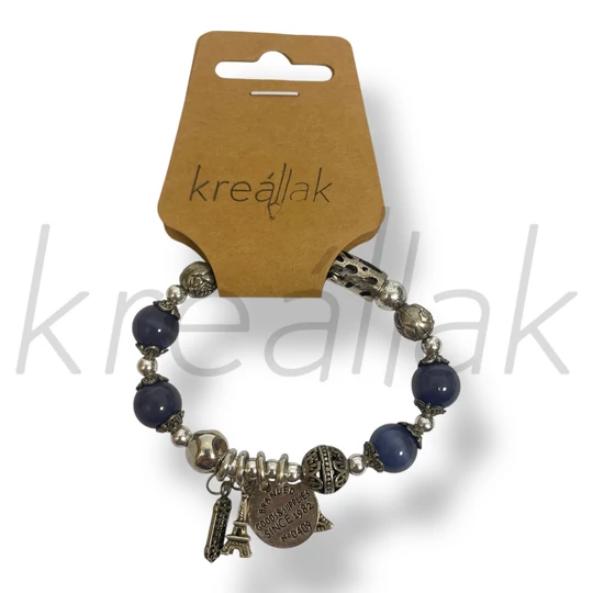 Lila gyöngyös charm karkötő