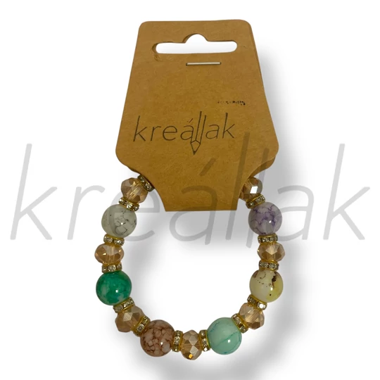 Zöld márvány gyöngyös karkötő