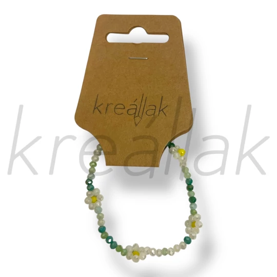 Zöld apró virág gyöngy karkötő