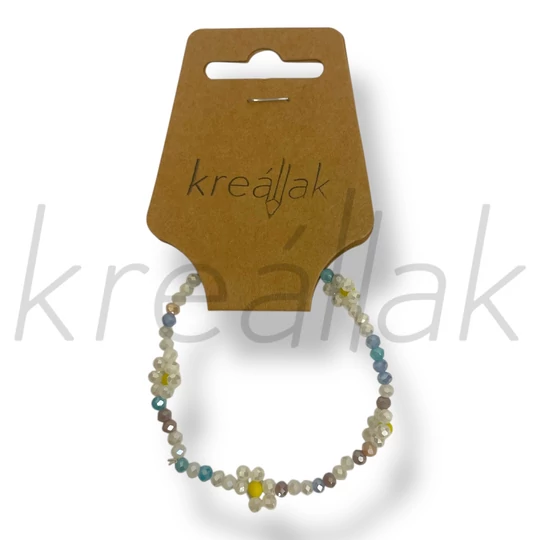 Kék apró virágos karkötő