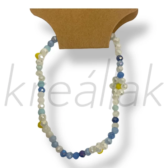 Kék apró gyöngy virág karkötő