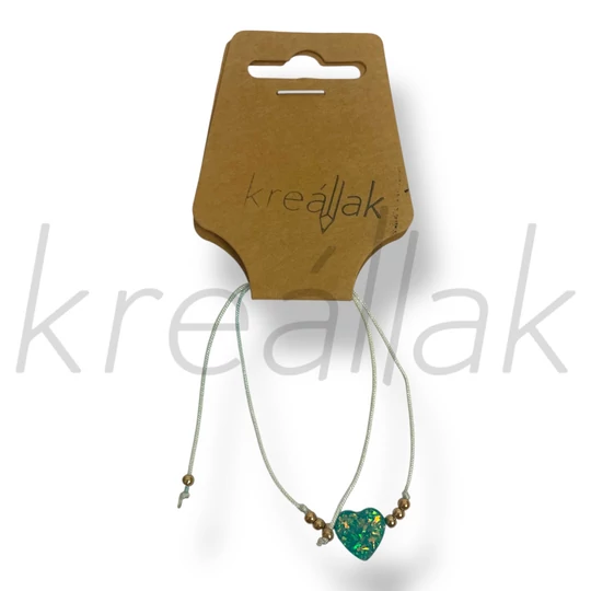 Türkizkék szív medál karkötő