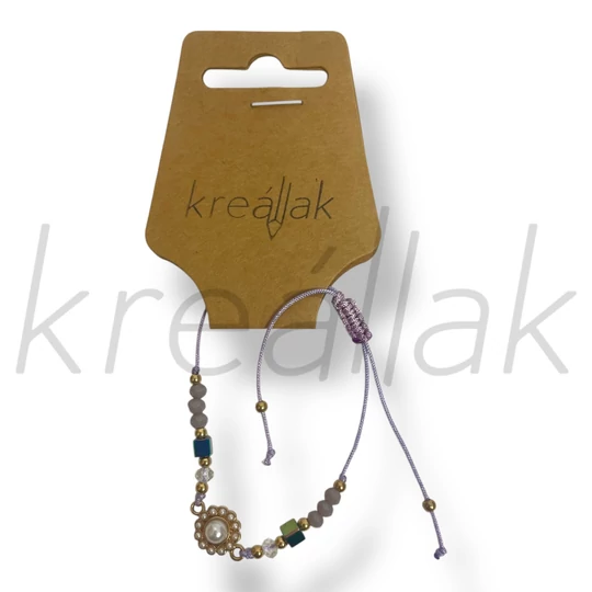 Lila virág gyöngyös karkötő