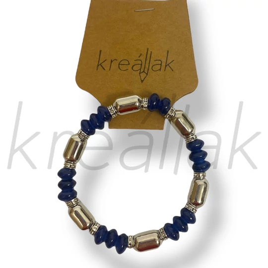 Kék-ezüst gyöngyös karkötő